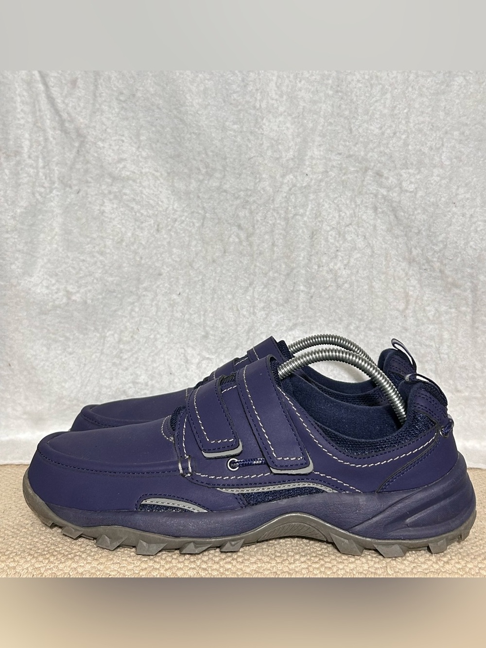 Omega Mens Blue Faux Leather Hook & Loop Strap Walking Sneakers Shoes SZ 10.5 D - Picture 2 of 11